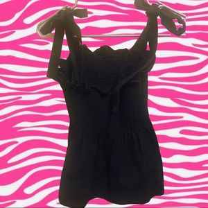 Black Bow Smock Blouse
